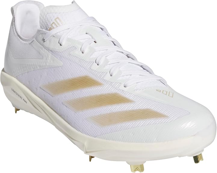 Spikes De Beisbol Adidas Adizero Electric+ Blanco Con Dorado Metal