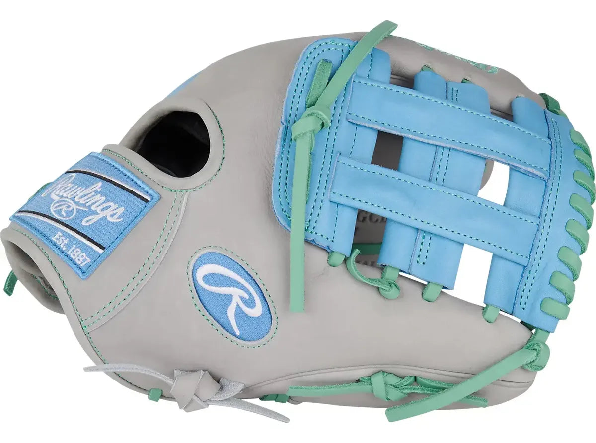 Guante De Beisbol Rawlings Heart Of The Hide Gris Con Azul 11.5 In Lanzador Diestro