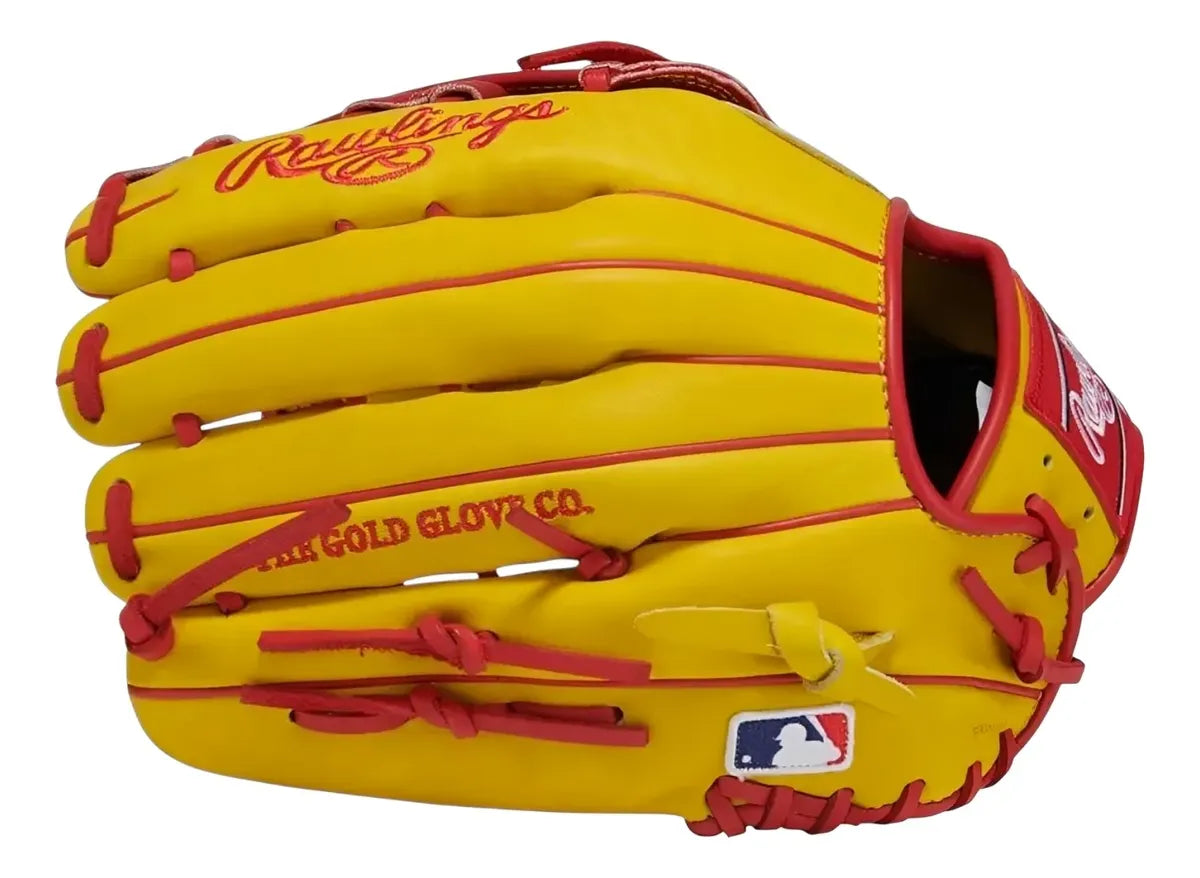 Guante De Beisbol Rawlings Heart Of The Hide Amarillo Con Rojo 12.75 In Lanzador Diestro