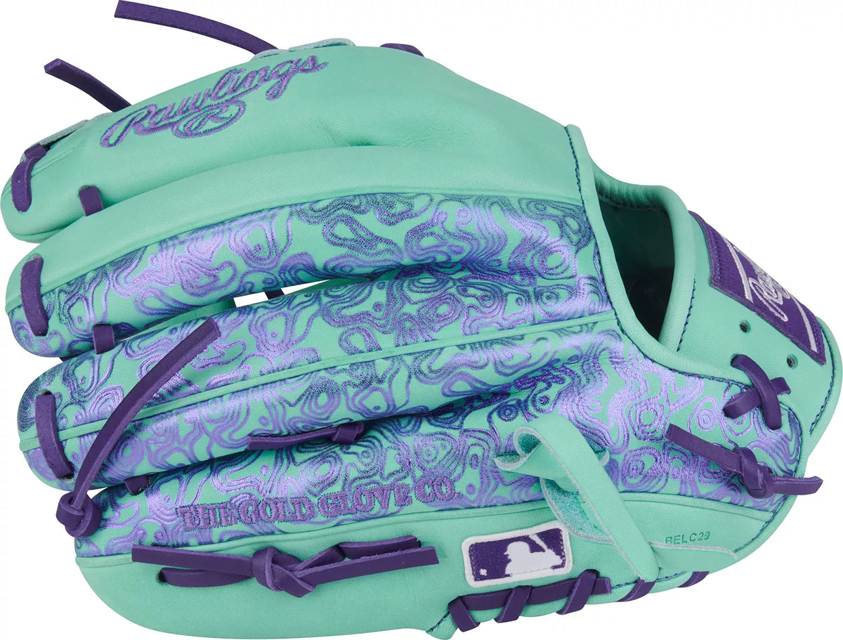 Guante De Beisbol Rawlings Heart Of The Hide Menta Con Morado 11.5 In Lanzador Diestro