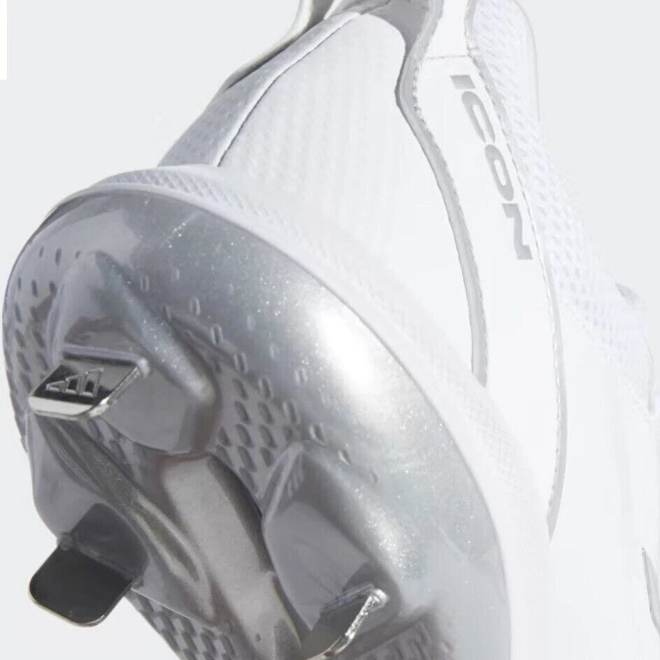 Spikes De Beisbol Adidas Icon 7 Blanco Con Plata Metal