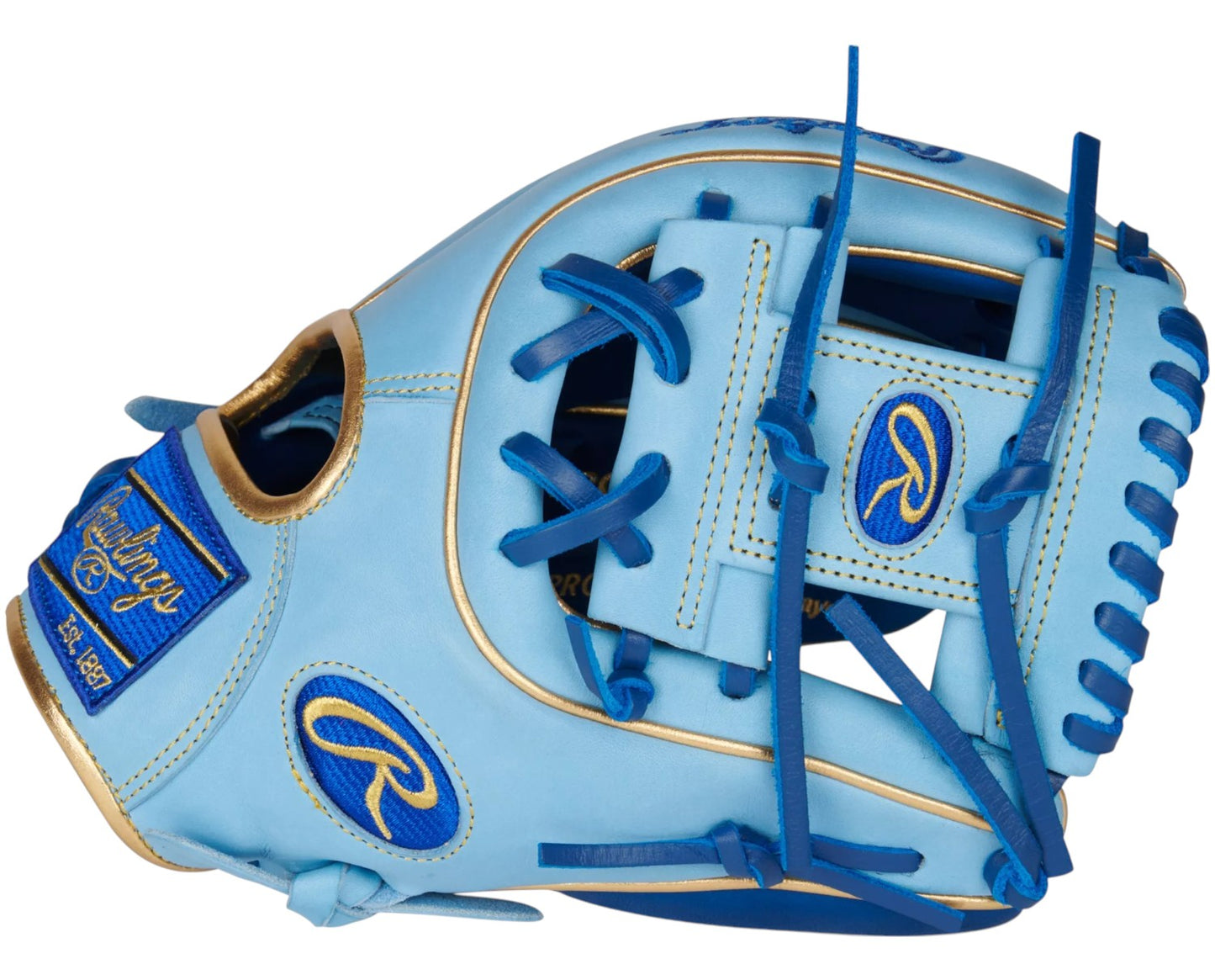 Guante De Beisbol Rawlings Heart Of The Hide Azul Dorado 11.25 In Lanzador Diestro