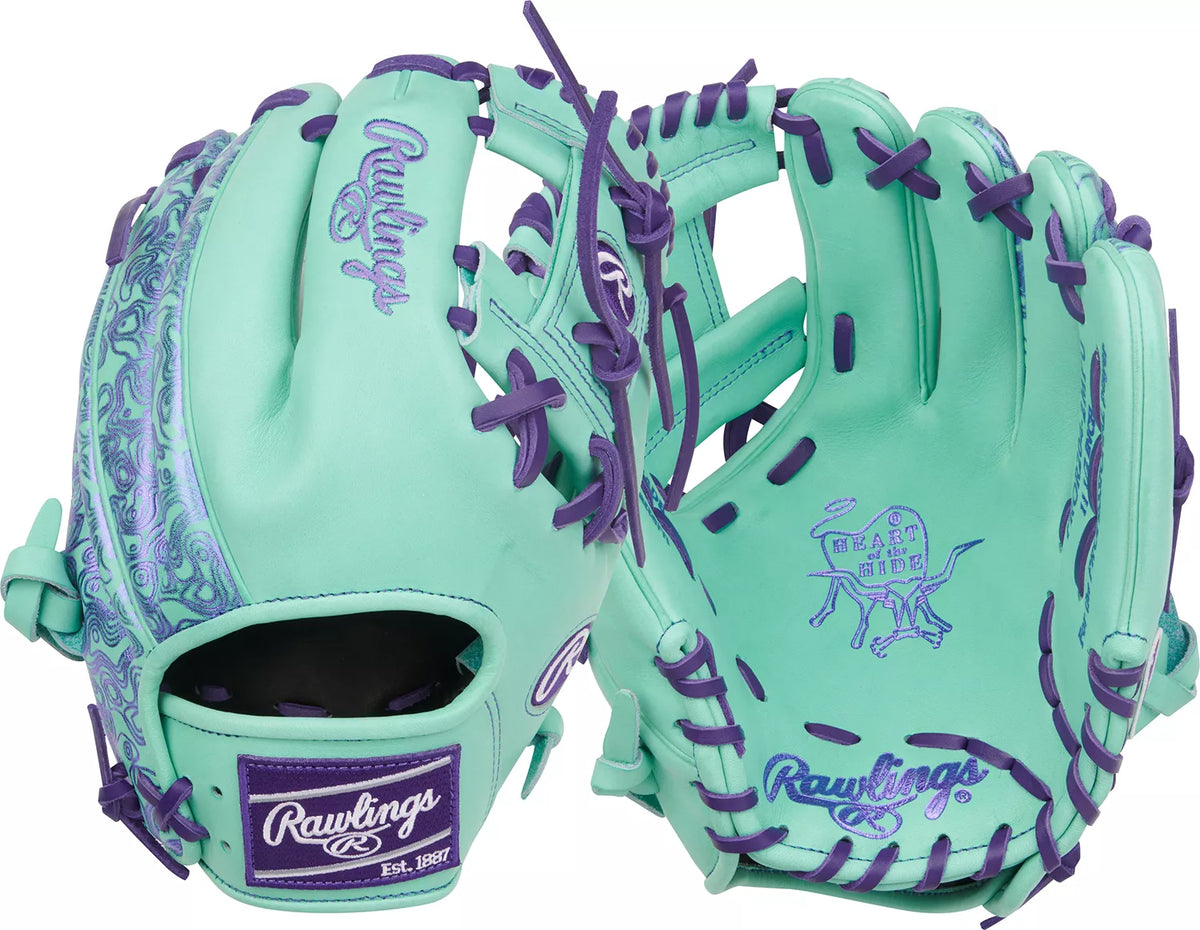 Guante De Beisbol Rawlings Heart Of The Hide Menta Con Morado 11.5 In Lanzador Diestro