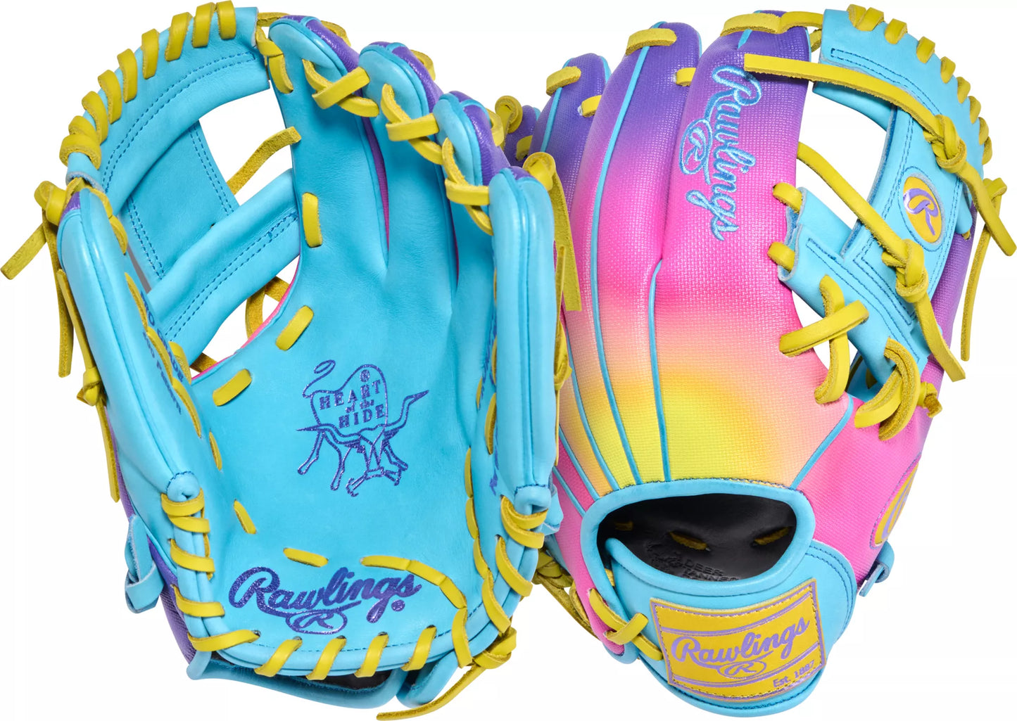 Guante De Beisbol Rawlings Heart Of The Hide Amarillo Con Azul 11.5 In Lanzador Diestro