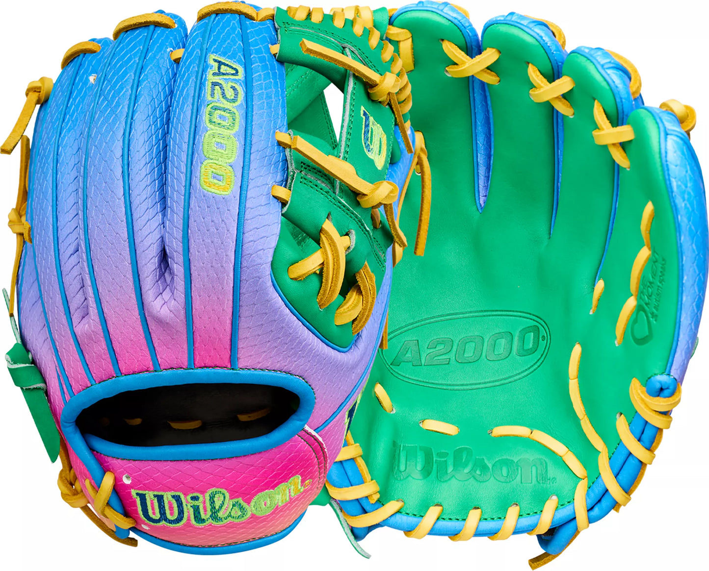 Guante De Beisbol Wilson A2000 Azul/Verde Kelly 11.5 In Lanzador Diestro