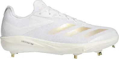 Spikes De Beisbol Adidas Adizero Electric+ Blanco Con Dorado Metal