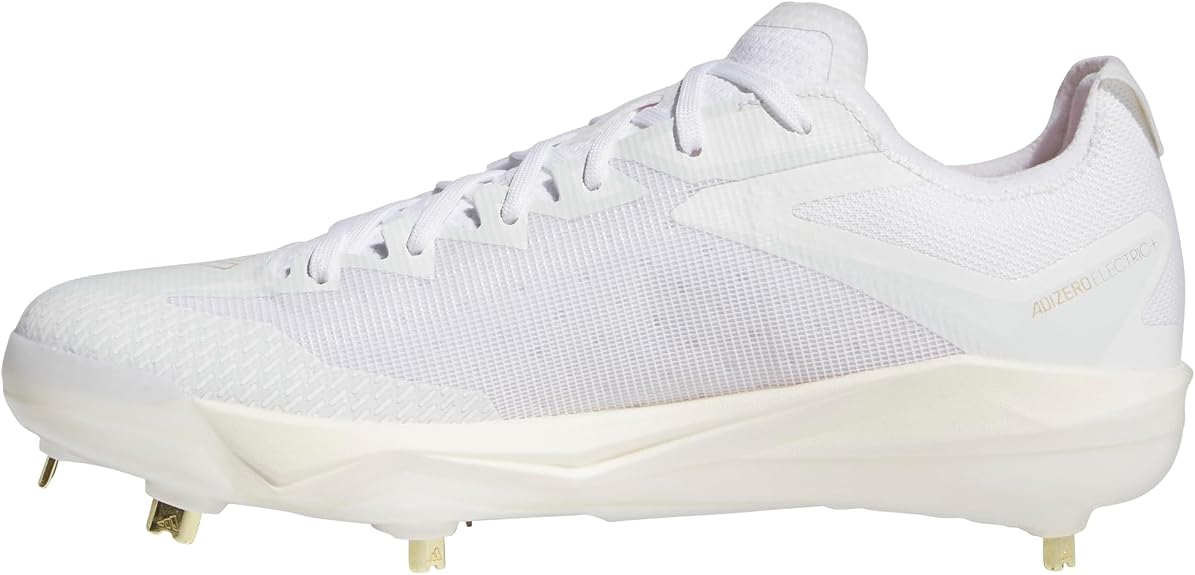 Spikes De Beisbol Adidas Adizero Electric+ Blanco Con Dorado Metal