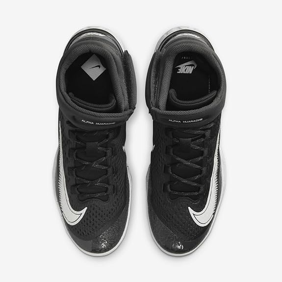 Spikes De Beisbol Nike Alpha Huarache Elite 4 Mid Negro Con Blanco Metal