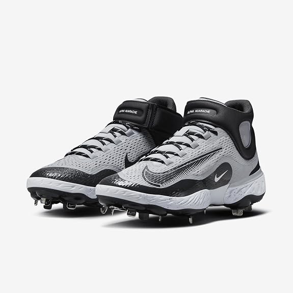 Spikes De Beisbol Nike Alpha Huarache Elite 4 Mid Gris Con Negro