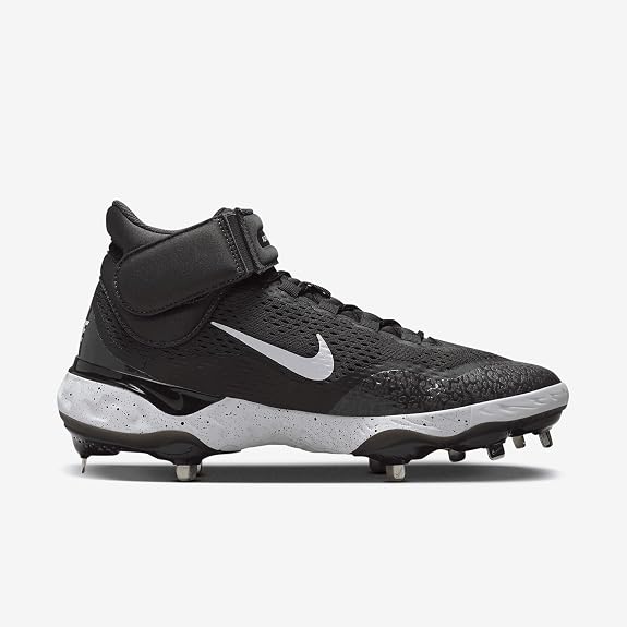 Spikes De Beisbol Nike Alpha Huarache Elite 4 Mid Negro Con Blanco Metal