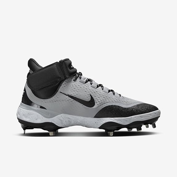 Spikes De Beisbol Nike Alpha Huarache Elite 4 Mid Gris Con Negro