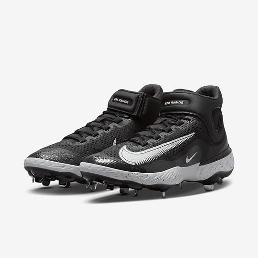 Spikes De Beisbol Nike Alpha Huarache Elite 4 Mid Negro Con Blanco Metal