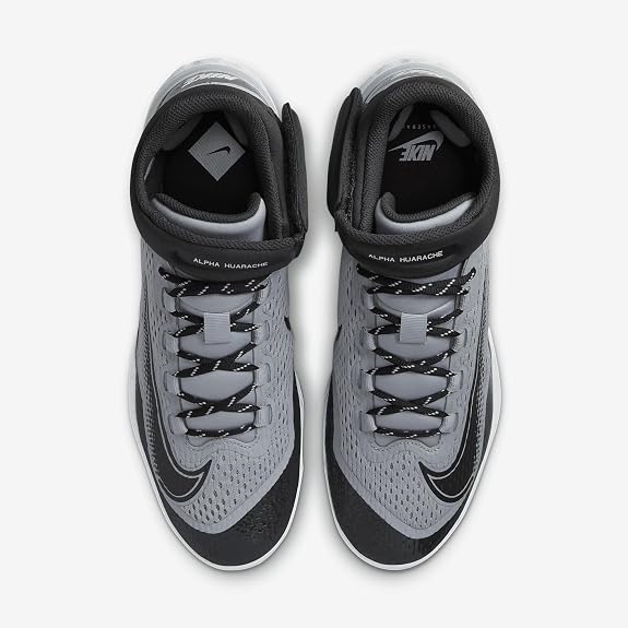 Spikes De Beisbol Nike Alpha Huarache Elite 4 Mid Gris Con Negro