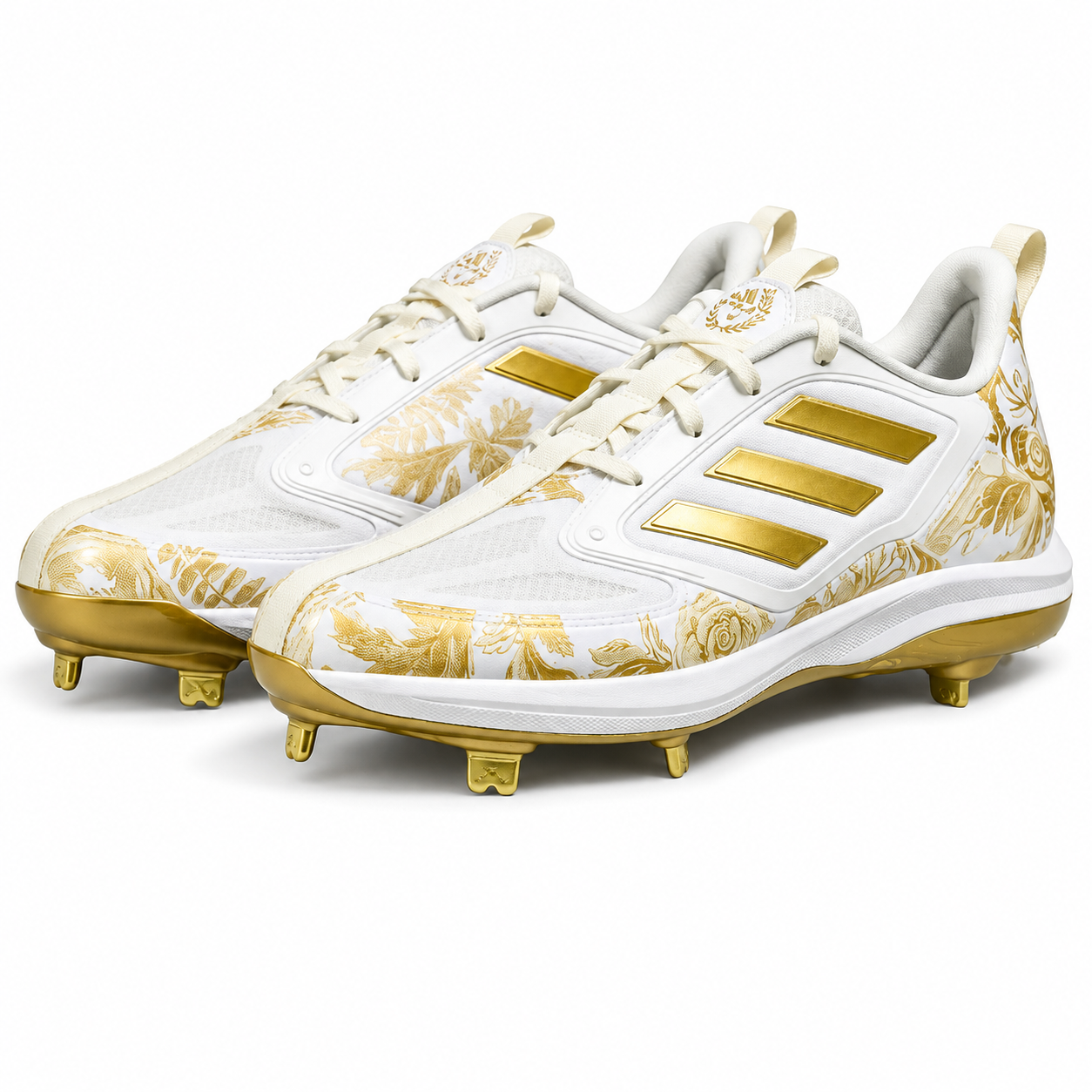 Spikes De Beisbol Adidas Adizero Purehustle Blanco Con Dorado Metal