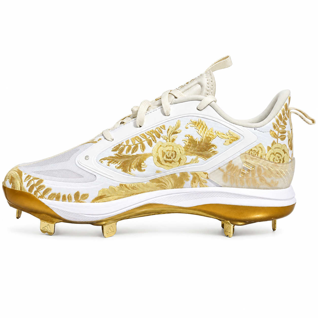 Spikes De Beisbol Adidas Adizero Purehustle Blanco Con Dorado Metal