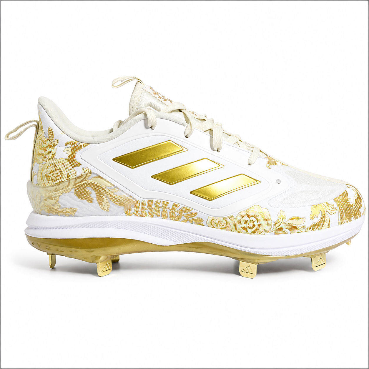 Spikes De Beisbol Adidas Adizero Purehustle Blanco Con Dorado Metal