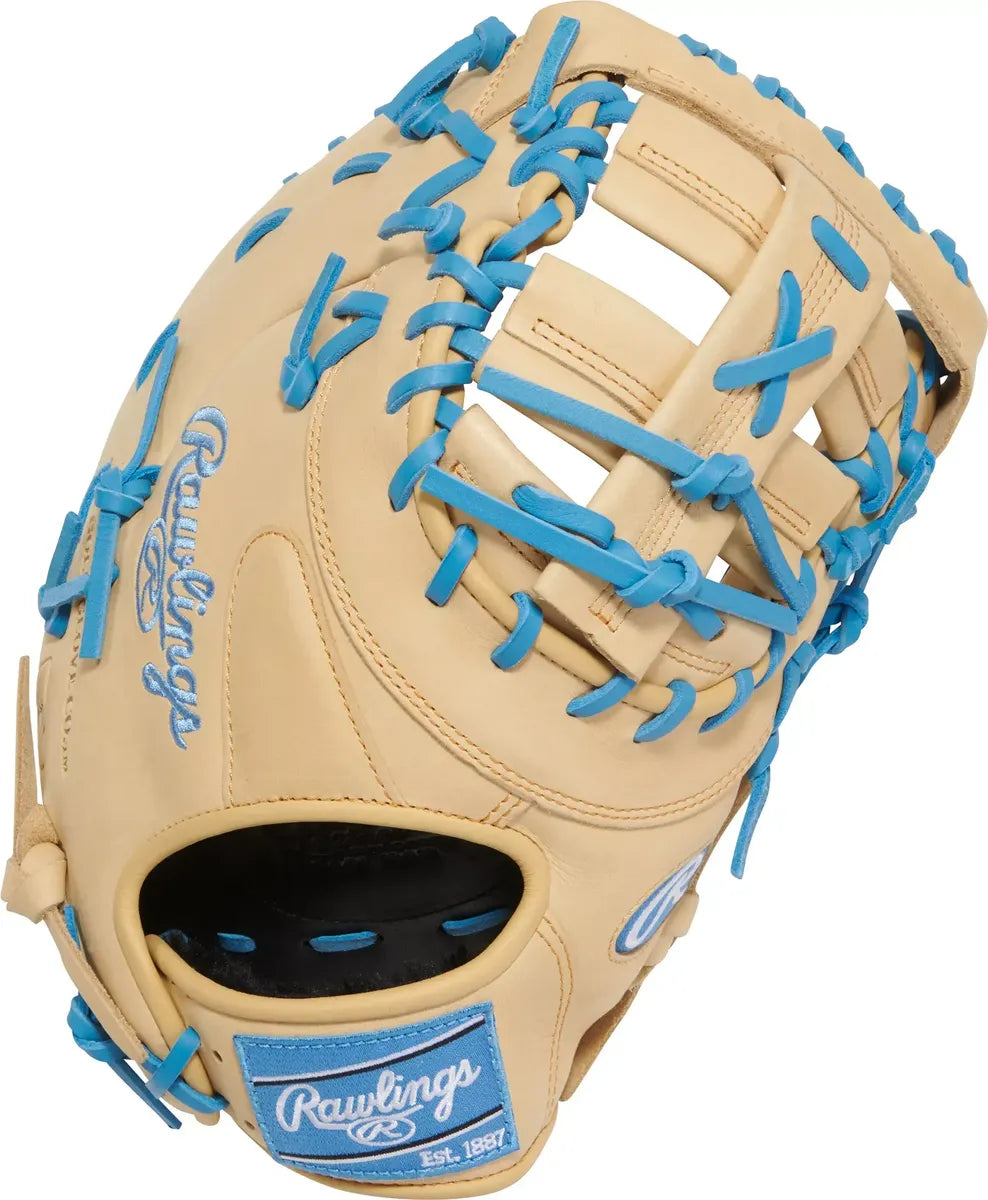 Guante Primera Base Newman Rawlings GG Elite Crema Con Azul 13 In Lanzador Diestro