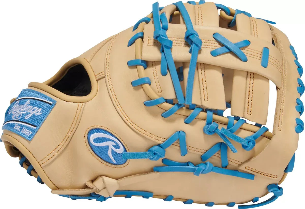 Guante Primera Base Newman Rawlings GG Elite Crema Con Azul 13 In Lanzador Diestro