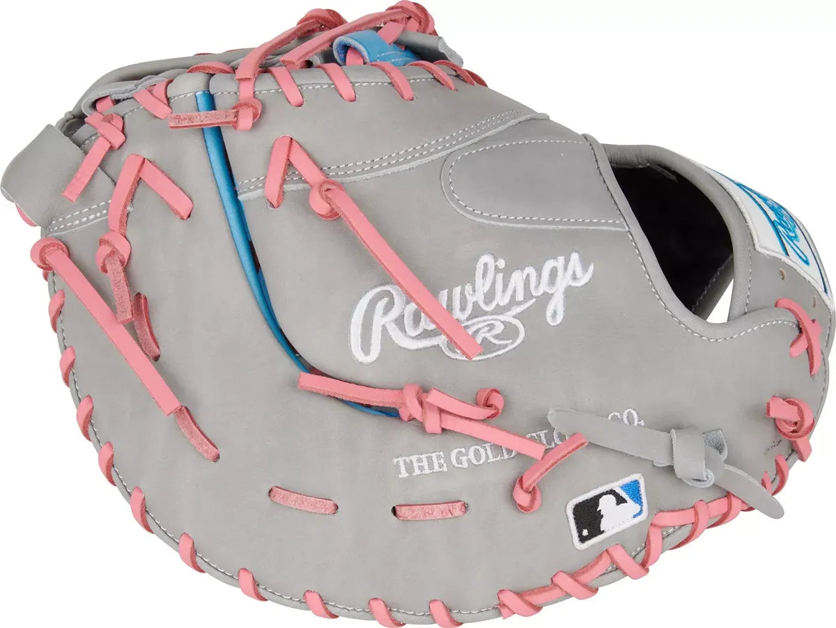Guante Primera Base Newman Rawlings Heart Of The Hide Gris Con Azul 13 In Lanzador Diestro