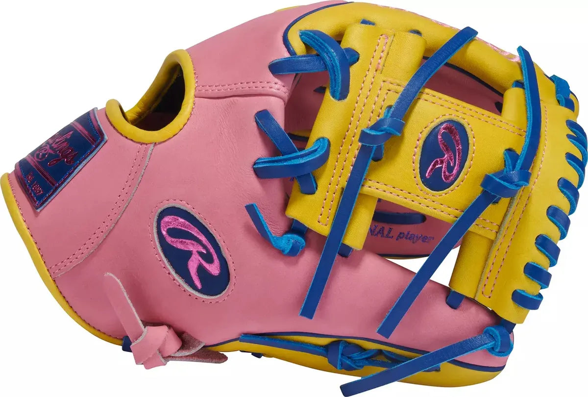 Guante De Beisbol Rawlings Heart Of The Hide Rosa Con Amarillo 11.5 In Lanzador Diestro