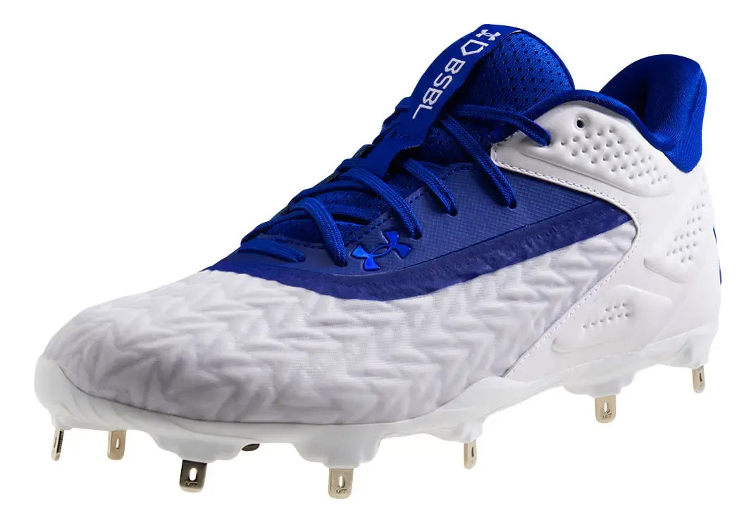 Spikes De Beisbol Under Armour Yard Mt Blanco Con Azul Metal
