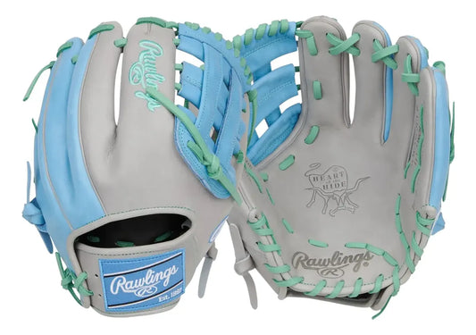 Guante De Beisbol Rawlings Heart Of The Hide Gris Con Azul 11.5 In Lanzador Diestro