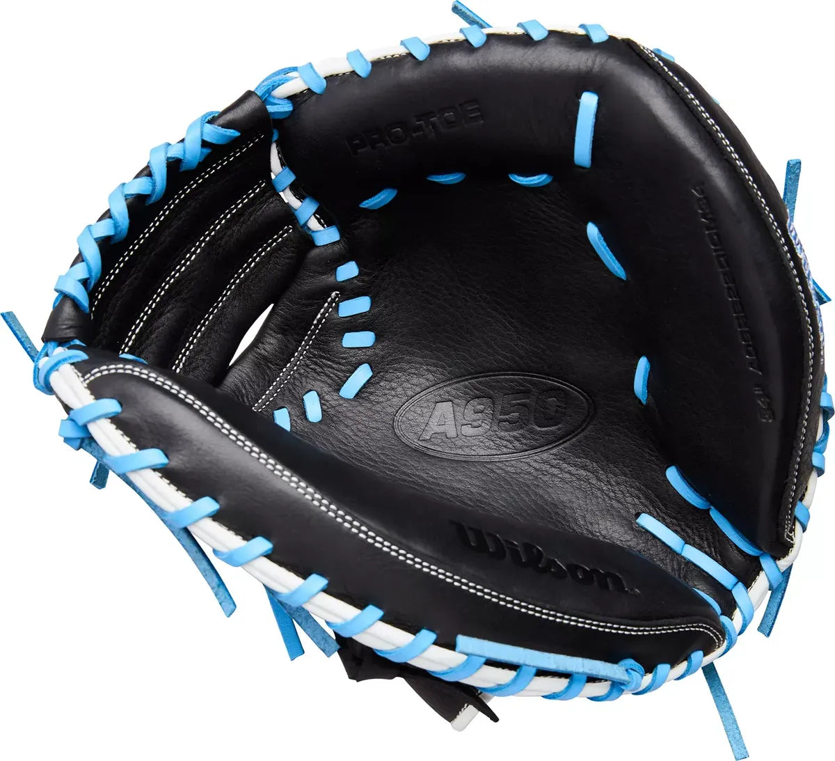 Guante De Catcher Beisbol Wilson A950 Negro Con Azul 34 In Lanzador Diestro