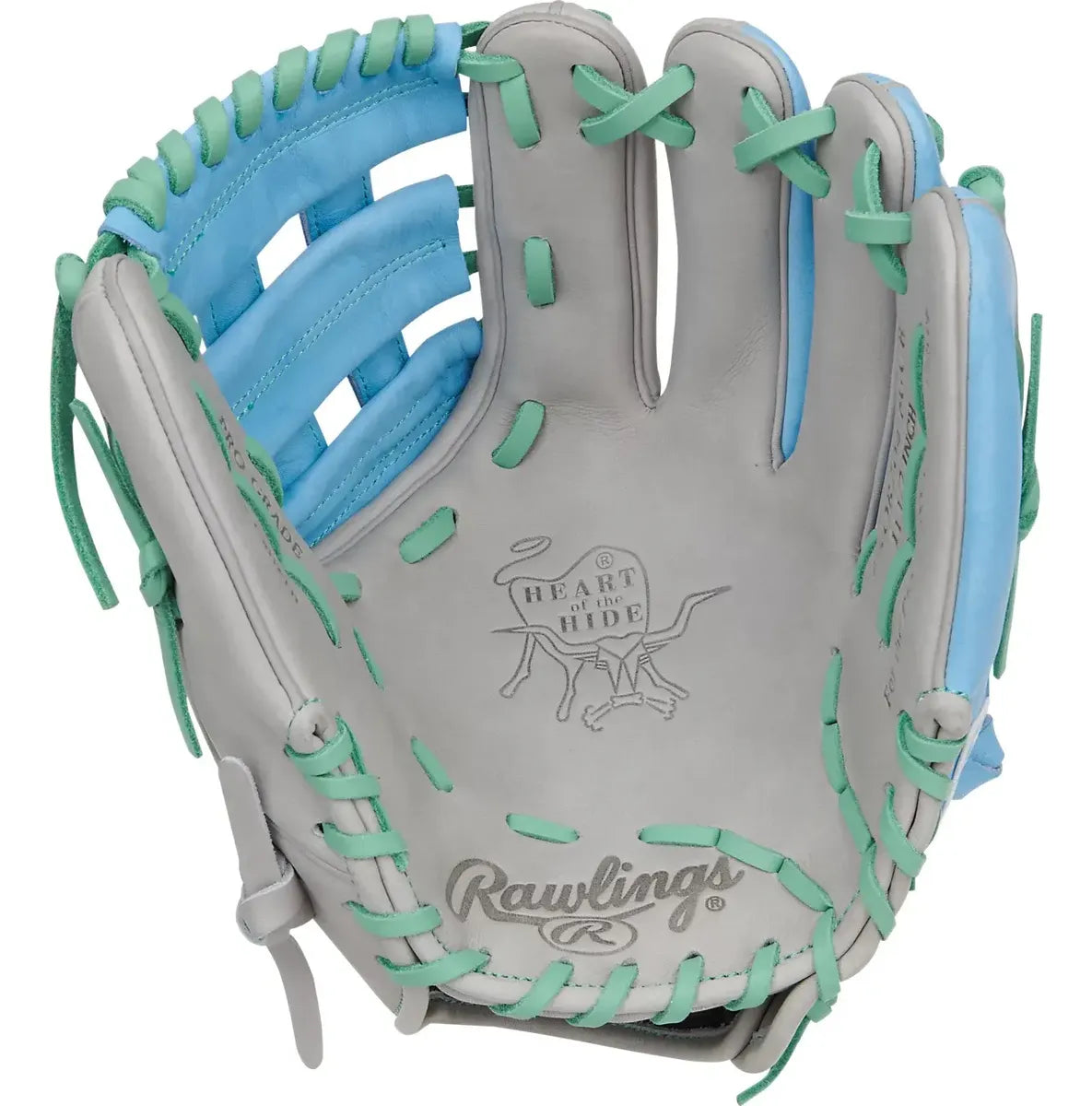 Guante De Beisbol Rawlings Heart Of The Hide Gris Con Azul 11.5 In Lanzador Diestro