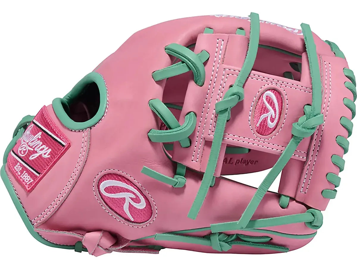 Guante De Beisbol Rawlings Heart Of The Hide Rosa Con Verde 11.5 In Lanzador Diestro