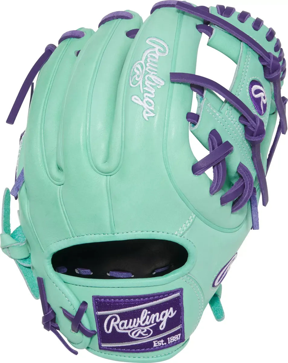 Guante De Beisbol Rawlings Heart Of The Hide Menta Con Morado 11.5 In Lanzador Diestro