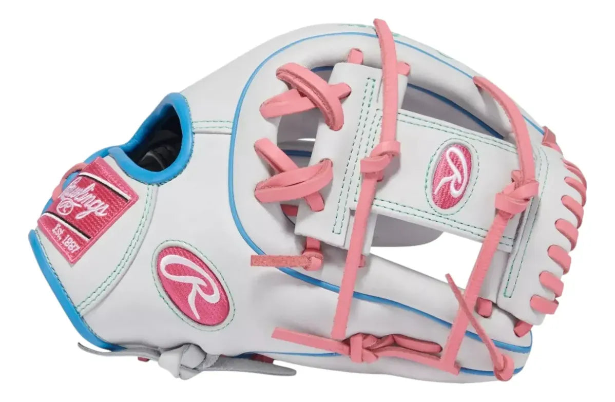 Guante De Beisbol Y Softbol Rawlings Heart Of The Hide Blanco Con Rosa 12 In Lanzador Diestro