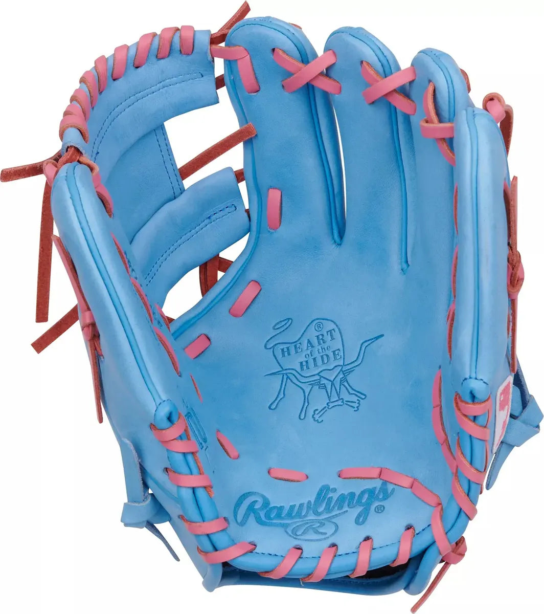 Guante De Beisbol Rawlings Heart Of The Hide Azul Con Rosa 11.5 In Lanzador Diestro