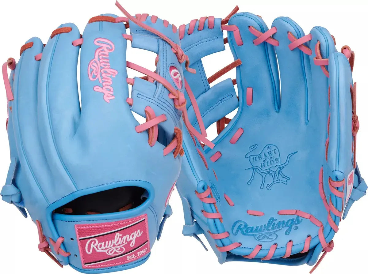 Guante De Beisbol Rawlings Heart Of The Hide Azul Con Rosa 11.5 In Lanzador Diestro