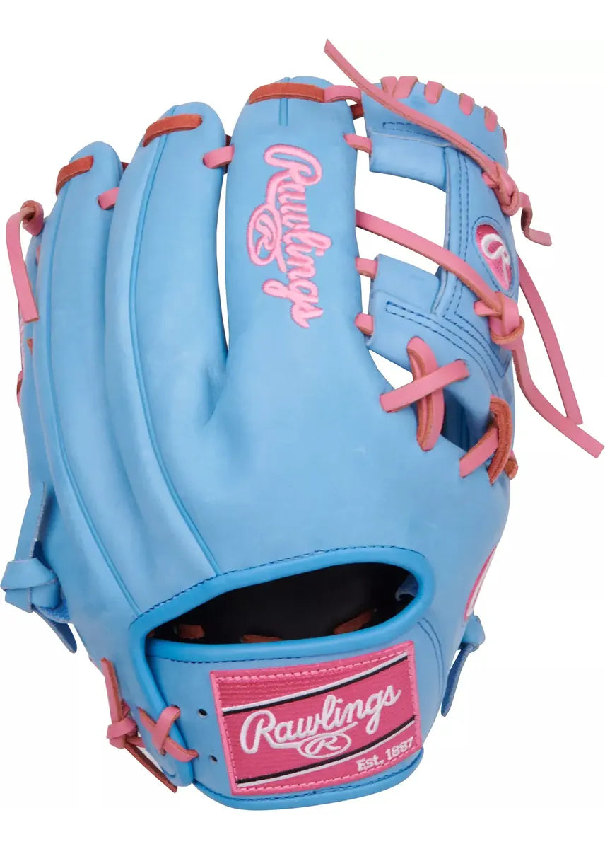 Guante De Beisbol Rawlings Heart Of The Hide Azul Con Rosa 11.5 In Lanzador Diestro