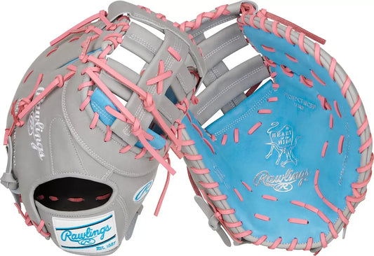 Guante Primera Base Newman Rawlings Heart Of The Hide Gris Con Azul 13 In Lanzador Diestro