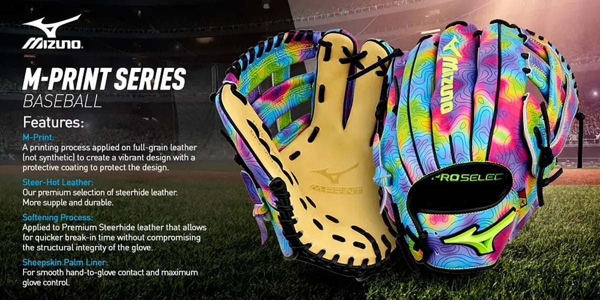 Guante De Beisbol Mizuno Pro Select M-print Series Colors 11.75 In Lanzador Diestro