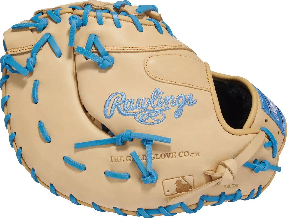 Guante Primera Base Newman Rawlings GG Elite Crema Con Azul 13 In Lanzador Diestro