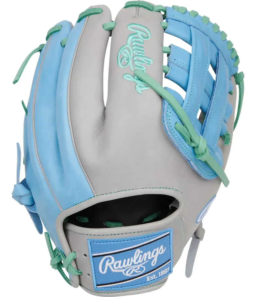Guante De Beisbol Rawlings Heart Of The Hide Gris Con Azul 11.5 In Lanzador Diestro