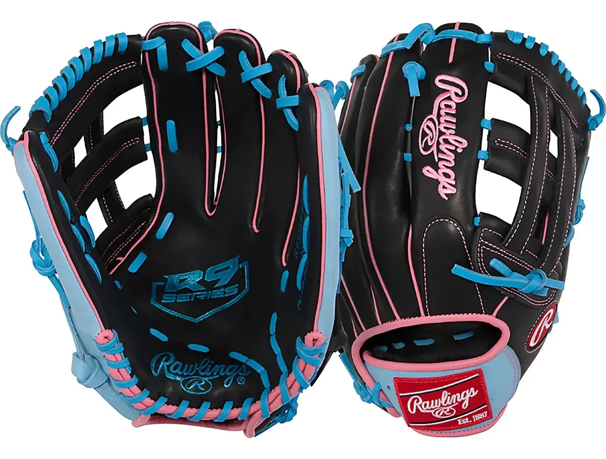 Guante De Beisbol Rawlings R9 Negro Con Azul 12.75 In Lanzador Diestro