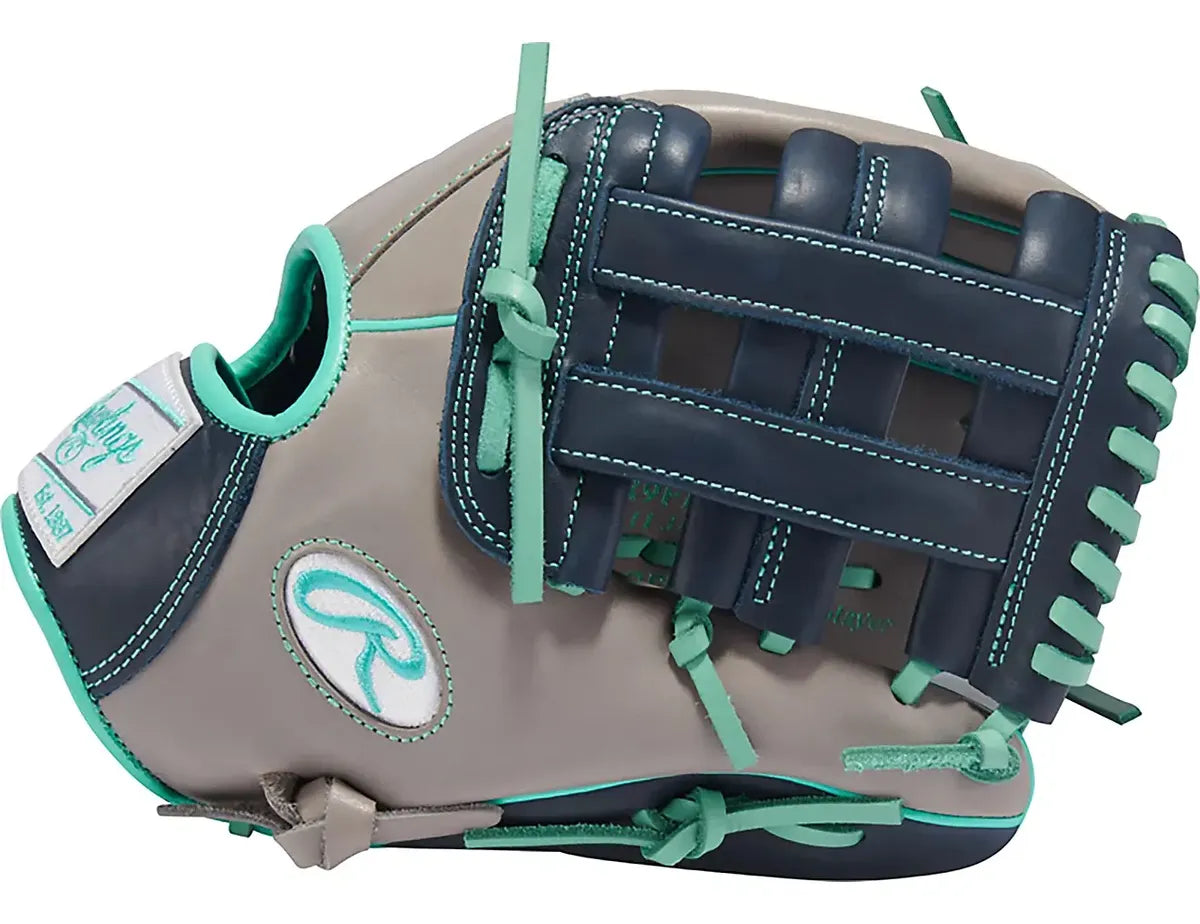 Guante De Beisbol Rawlings R9 Gris Con Verde 11.75 In Lanzador Diestro