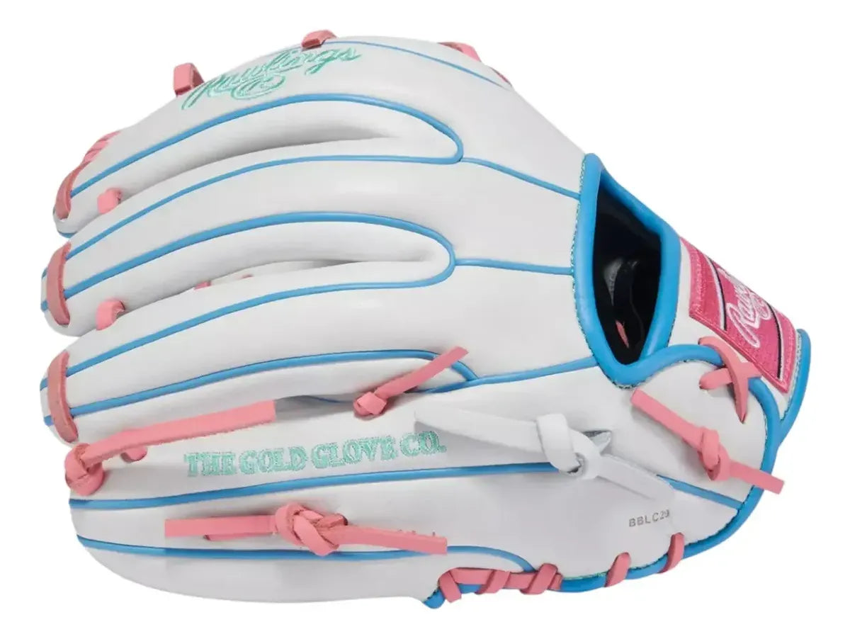Guante De Beisbol Y Softbol Rawlings Heart Of The Hide Blanco Con Rosa 12 In Lanzador Diestro