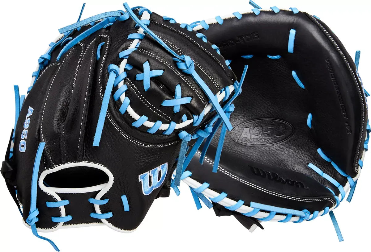 Guante De Catcher Beisbol Wilson A950 Negro Con Azul 34 In Lanzador Diestro