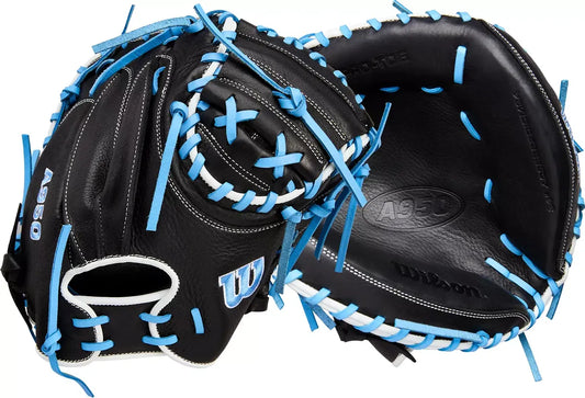 Guante De Catcher Beisbol Wilson A950 Negro Con Azul 34 In Lanzador Diestro