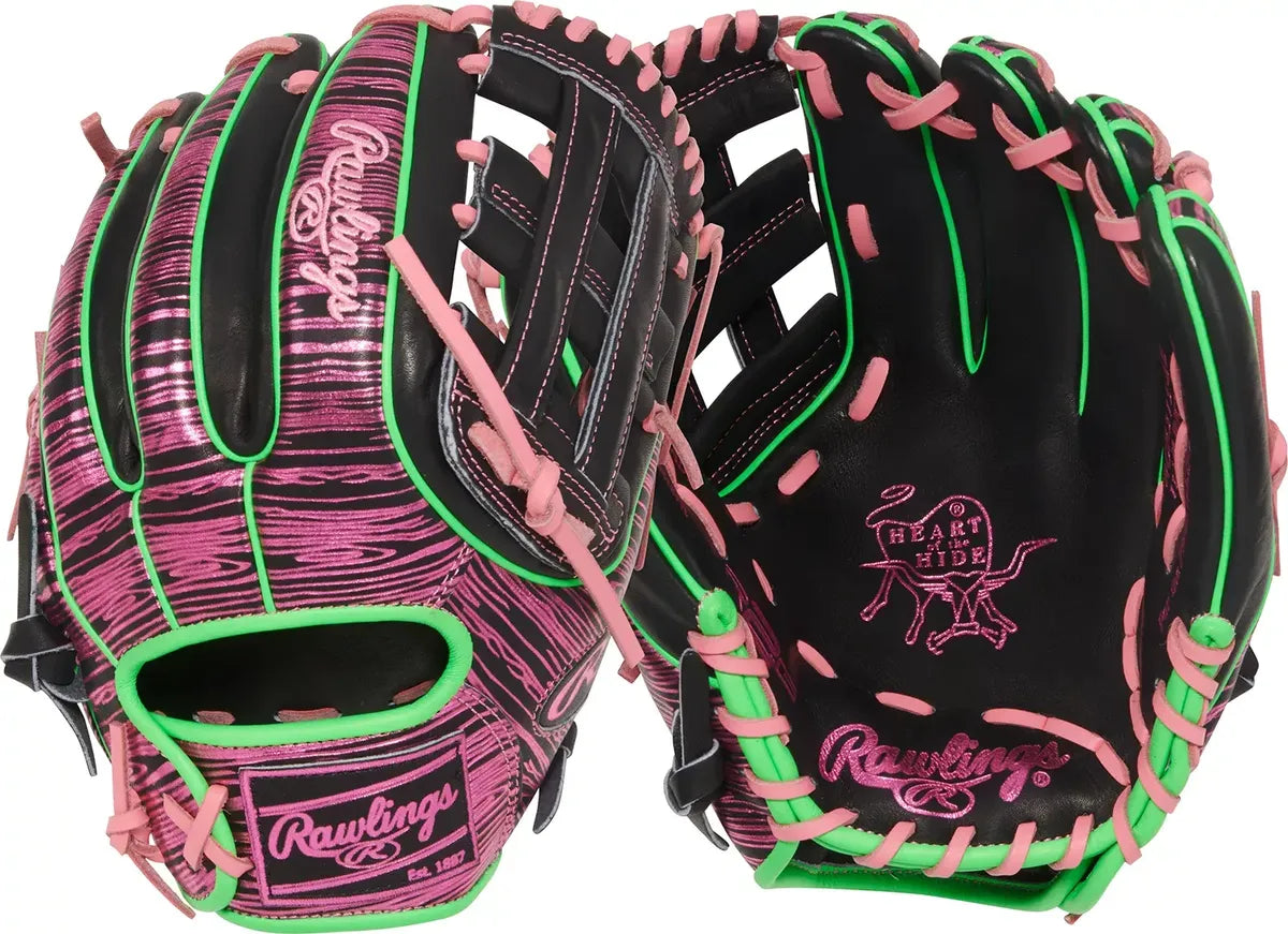 Guante De Beisbol Rawlings Heart Of The Hide Negro Con Verde 11.75 In Lanzador Diestro