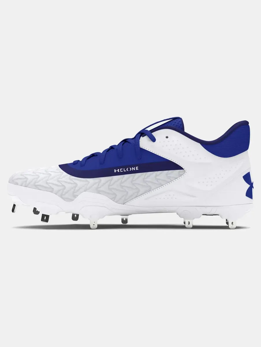 Spikes De Beisbol Under Armour Yard Mt Blanco Con Azul Metal