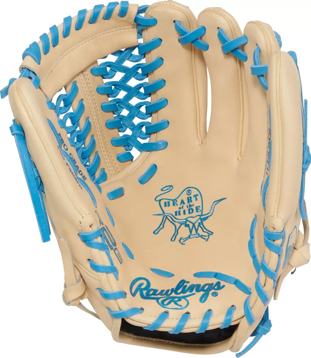 Guante De Beisbol Rawlings Heart Of The Hide Crema Con Azul 11.75 In Lanzador Diestro