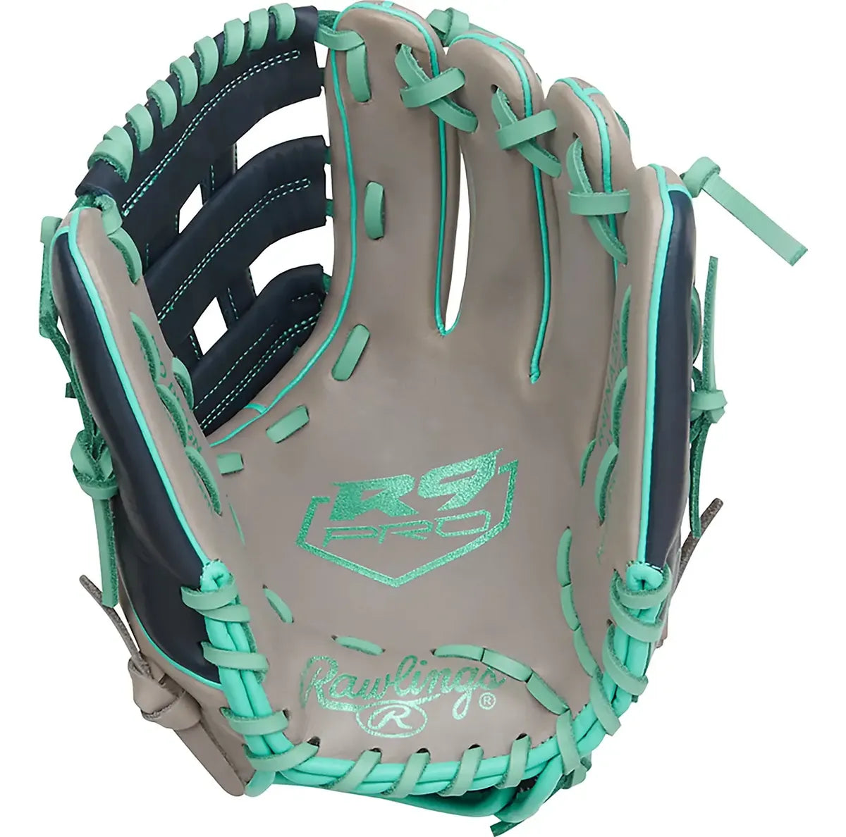 Guante De Beisbol Rawlings R9 Gris Con Verde 11.75 In Lanzador Diestro