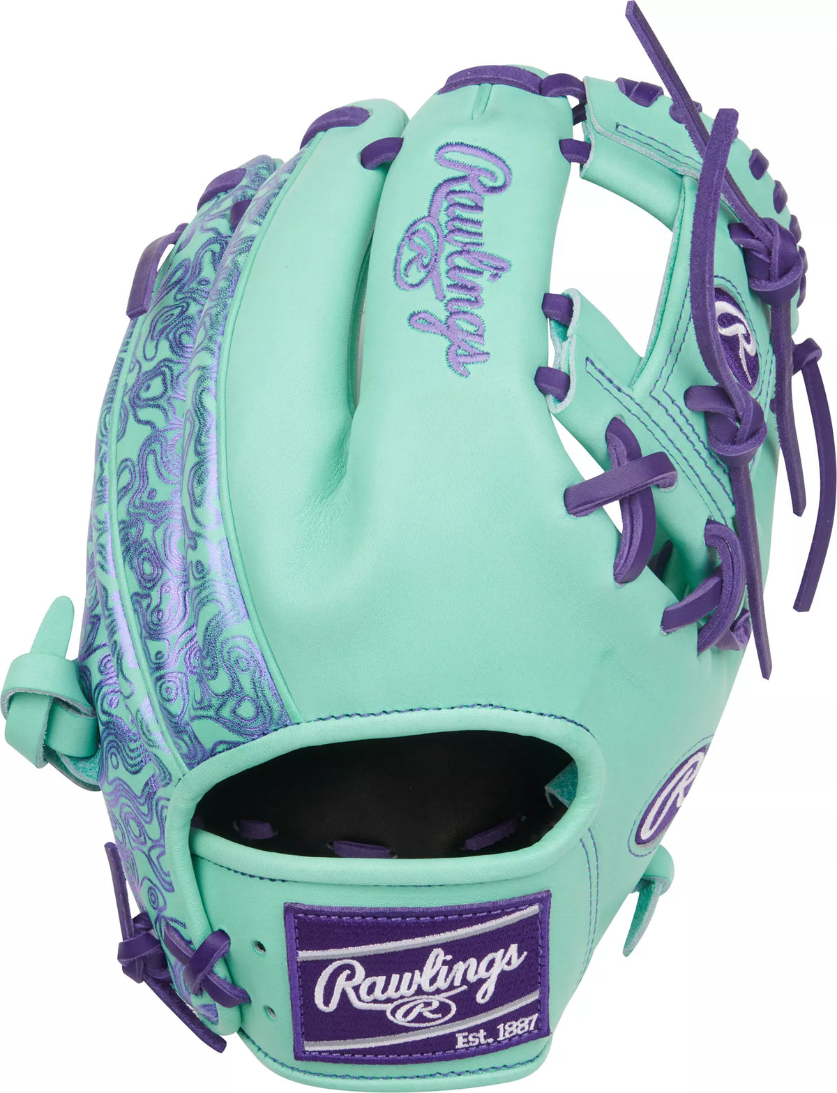 Guante De Beisbol Rawlings Heart Of The Hide Menta Con Morado 11.5 In Lanzador Diestro