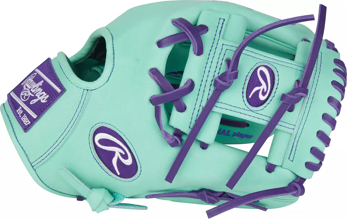 Guante De Beisbol Rawlings Heart Of The Hide Menta Con Morado 11.5 In Lanzador Diestro