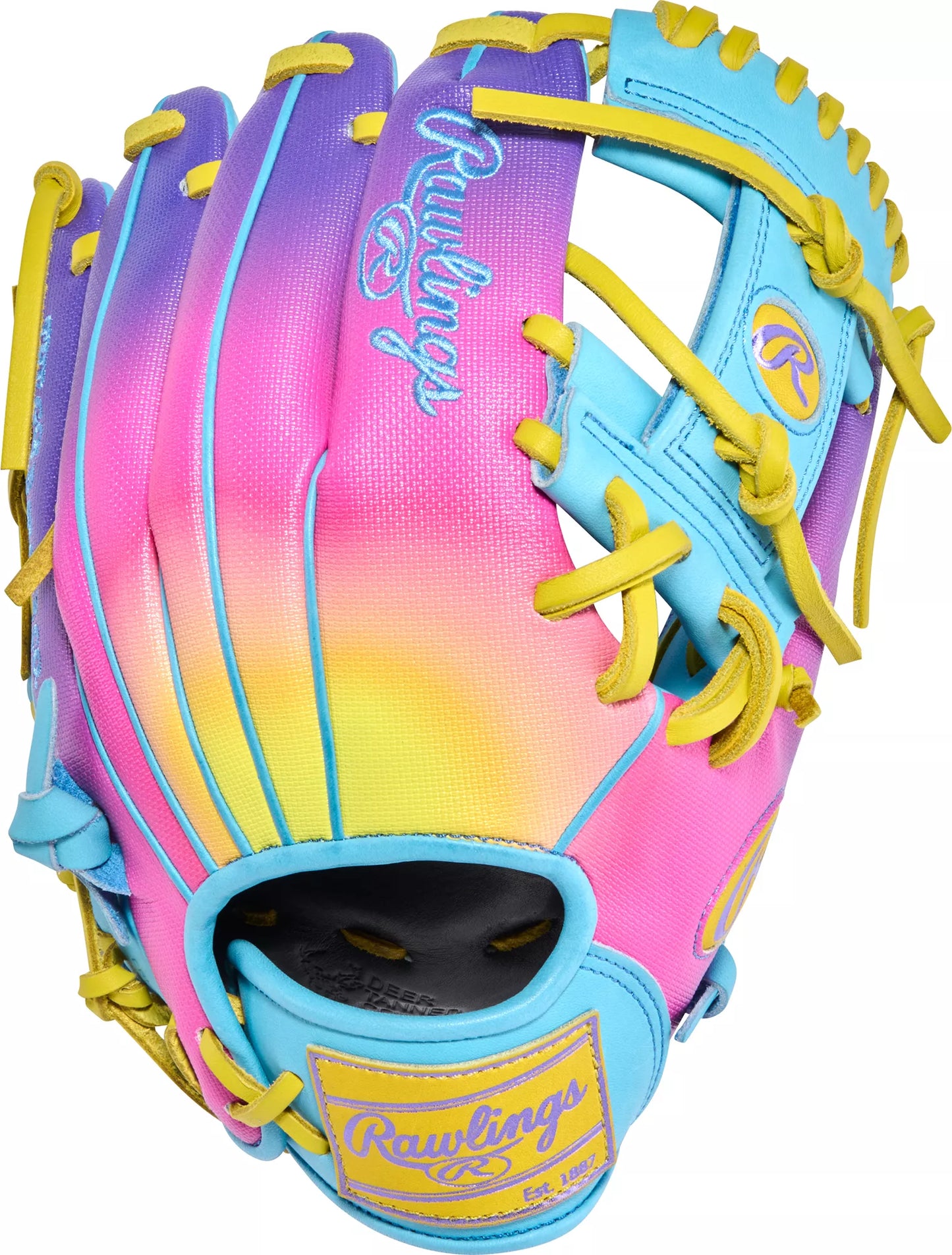 Guante De Beisbol Rawlings Heart Of The Hide Amarillo Con Azul 11.5 In Lanzador Diestro